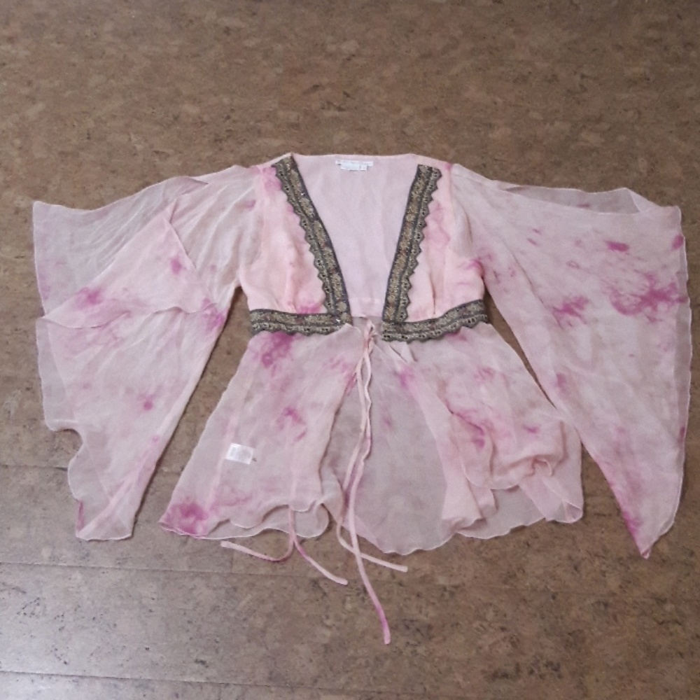 Embellished Chiffon Tie Waist Blouse